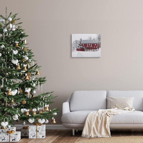 Stupell Industries Snow Covered Farmland Red Barn Snowflakes Falling, Design by Lori Deiter in Kuwait
