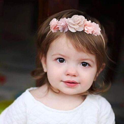 عصابة رأس على شكل زهرة من مليجريل للبنات، عصابات رأس مرنة للشعر على شكل زهور وأكسسوارات شعر على شكل تاج هدايا للأطفال حديثي الولادة 3 قطع in Kuwait