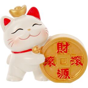 Mini Maneki Neko Statue,Money Lucky Cat Figurine-Caishen Cat,CAI Shen Cat-Lucky Fortune Cat,Chinese Japanese Lucky Cat,Cute Wealth Cat-Chinese New Year Gift,Feng Shui Home Car Shop Decor
