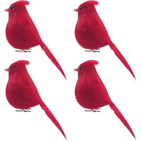 LWINGFLYER 2pcs Red Cardinals Christmas Ornaments Clip on Birds for Crafts Xmas Tree Wreath Decor Floral Arrangements Artificial Birds Realistic Cardinal in Kuwait