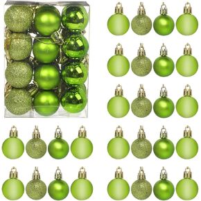 GOOTRADES Set of 24 Mini Shatterproof Christmas Balls Tree Ornaments Party Decoration, 3cm/1.18inch (Green)
