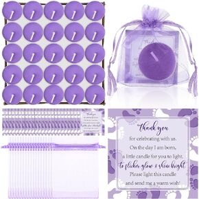 50 Sets Baby Shower Party Favors Including 50 Pcs Unscented Tealight Baby Shower Candles 50 Pcs Gift Bags 50 Pcs Baby Shower Cards for Baby Shower Gender Reveal Party Supplies (Blue)