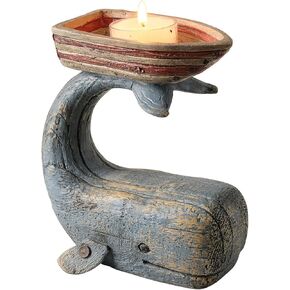 ART & ARTIFACT Whale Candle Holder, Boat Tea Light Holder, Nautical Decor Beach Decor Whale Gifts, 5" w x 6" h x 3" d in Kuwait