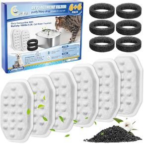 Cunina Cat Water Fountain Filter, Pet Fountain Filter Replacement for Rellaty 3.2L/108oz Pet Water Fountain, 6 Cat Water Fountain Filters & 6 Sponge Filters in Kuwait