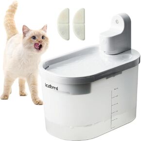 نافورة مياه للقطط من LCZLBRRD - 84 أونصة/2.5 لتر، نافورة مياه أوتوماتيكية كبيرة للحيوانات الأليفة، موزع مياه أوتوماتيكي حثي للقطط بترقية ذكية، نافورة مياه لاسلكية وشحن للكلاب مع مرشحين in Kuwait