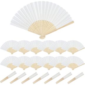 يوتاكو 20 قطعة من مراوح ورقية بيضاء قابلة للطي، مراوح يد للنساء من الخيزران قابلة للطي، مراوح ورقية محمولة باليد لتزيين حفلات الزفاف بنفسك in Kuwait