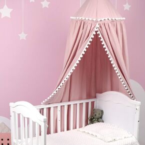 Uaugh Crib Canopy, Princess Bed Canopy for Kids Baby Bed, Round Dome Kids Castle Game Tent and Perfect House Decoration (Pink) in Kuwait