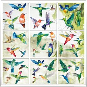 Hummingbird Window Stickers Spring Window Clings Birds Double Sided Window Decorations for Glass Prevent Bird Strikes Anti-Collision Window Decals Large Static Cling Non Adhesive Window Supplies 9PCS