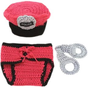 Pinbo® Newborn Baby Boys Girls Photography Prop Crochet Police Hat Diaper in Kuwait