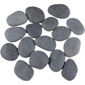 16 صخرة رسم روك امباكت باللون الرمادي الداكن والاسود، حصى شاطئ بيضاوية، صخور نهرية طبيعية بسطح املس للرسم والفنون والحرف اليدوية (16 حجر، 2 انش الى 3 انش) in Kuwait