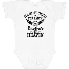 inktastic Handpicked for Earth By My Brother in Heaven Angel Wings Baby Bodysuit