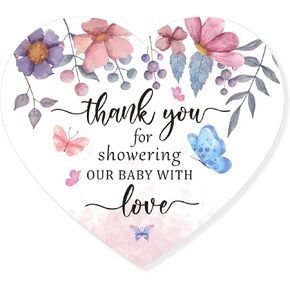 Floral Theme Party Thank You for Celebrating with Us Stickers,Baby Shower Thank You Stickers,Flower Butterfly Birthday Theme Party Supplies Labels Sticker 2.4 Inch (80 PCS) in Saudi Arabia