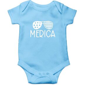 Merica - Born In America, Patriotic But Funny Adorable Baby Idea - Cute One-Piece Infant Baby Bodysuit