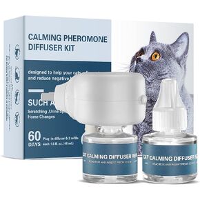 مجموعة موزع الفرمون المهدئ للقطط من أمرينس: 1 موزع و2 عبوات للاستخدام لمدة 60 يومًا، للمساعدة في تقليل التبول والمنطقة الجديدة والعدوان والقتال مع الكلاب والسلوكيات الأخرى in Kuwait