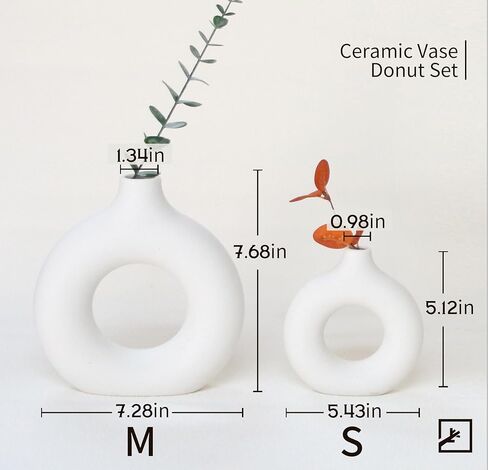 مزهرية ZIFTY Flower الإبداعية 3 قطع ديكور غرفة المعيشة ديكور المنزل جولة مجوفة غير لامعة INS نمط بساطتها يناسب الغرفة، القطع المركزية، المطبخ، الموقد، عيد الميلاد، الزفاف (L + M + S، أبيض) in Kuwait