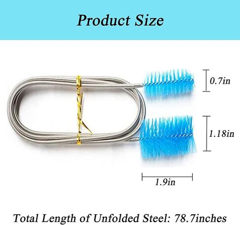 UnisonPet Aquarium Filter Brush, Flexible Tube Cleaning Long Hose Brush, Stainless Steel Cleaning Brush for Fish Tank Aquarium, Double Ended Hose Brush Pipe Clean Brush in Kuwait