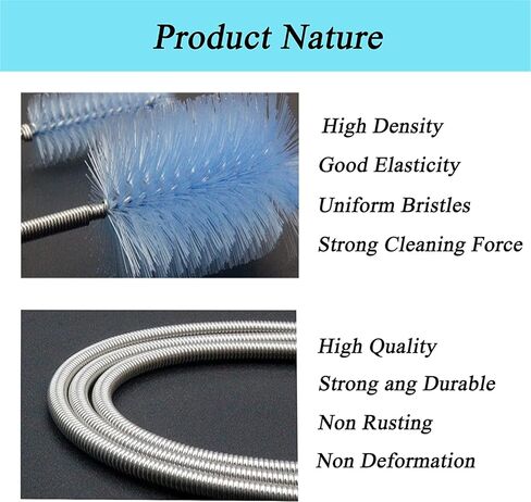 UnisonPet Aquarium Filter Brush, Flexible Tube Cleaning Long Hose Brush, Stainless Steel Cleaning Brush for Fish Tank Aquarium, Double Ended Hose Brush Pipe Clean Brush in Kuwait
