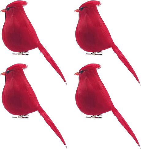 LWINGFLYER 2pcs Red Cardinals Christmas Ornaments Clip on Birds for Crafts Xmas Tree Wreath Decor Floral Arrangements Artificial Birds Realistic Cardinal in Kuwait