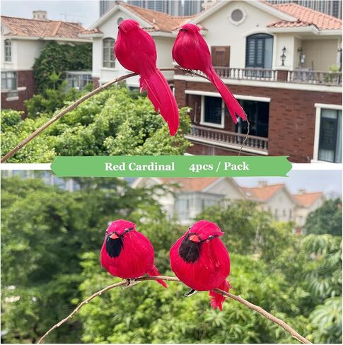 LWINGFLYER 2pcs Red Cardinals Christmas Ornaments Clip on Birds for Crafts Xmas Tree Wreath Decor Floral Arrangements Artificial Birds Realistic Cardinal in Kuwait
