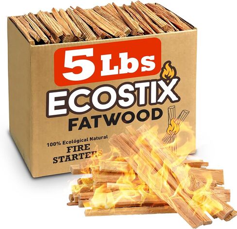 EasyGoProducts Eco-Stix Fatwood Fire Starter Kindling الحطب العصي 100٪ مشعل نار عضوي لمواقد الخشب والمواقد ونيران المخيمات والنيران - 05 جنيه in Kuwait