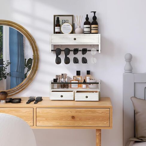 صوص زان رف حمام مع قضيب منشفة مجموعة من 2 رف عائم مع ادراج مثبتة على الحائط in Kuwait