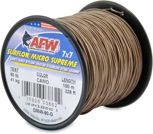 سلك صيد السمك الأمريكي Surflon Micro Supreme مطلي بالنايلون 7 × 7 سلك زعيم من الفولاذ المقاوم للصدأ - قادة أسلاك قابلة للعقد لصيد الأسماك في المياه المالحة، صيد الذبابة، اختبار 13 رطل - اختبار 90 رطل، ألوان زاهية وسوداء ومموهة in Saudi Arabia