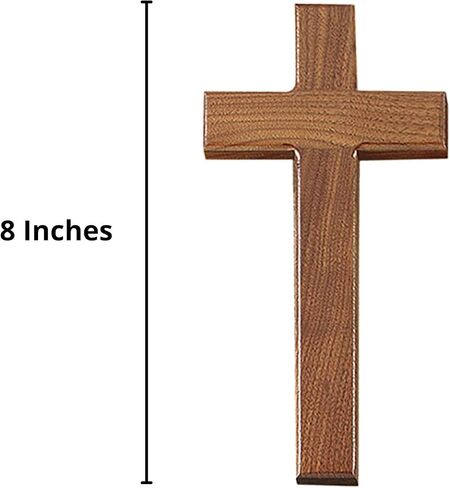 Walnut Wood Plain Wide Latin Wall Cross for Home or Church Sanctuary, 8 Inch in Saudi Arabia