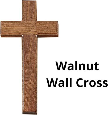 Walnut Wood Plain Wide Latin Wall Cross for Home or Church Sanctuary, 8 Inch in Saudi Arabia