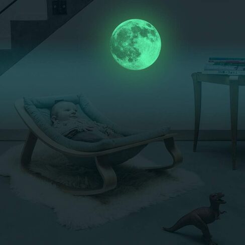 Glow in The Dark Moon Wall Decals 11.8 inch Luminous Sticker at Night, Perfect Ceiling or Wall Decor for Kids' Bedroom in Saudi Arabia
