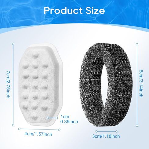 Cunina Cat Water Fountain Filter, Pet Fountain Filter Replacement for Rellaty 3.2L/108oz Pet Water Fountain, 6 Cat Water Fountain Filters & 6 Sponge Filters in Kuwait