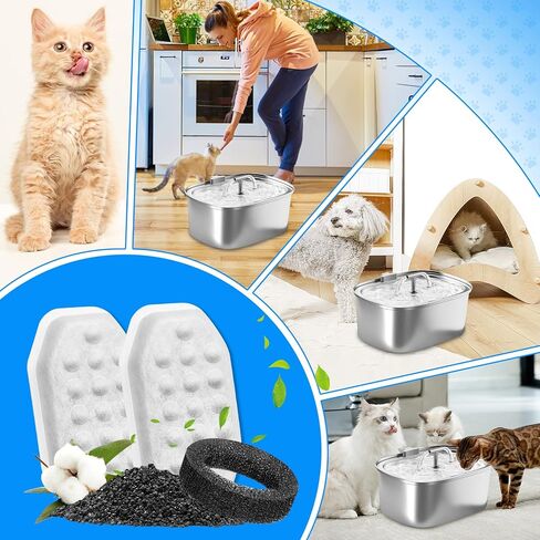 Cunina Cat Water Fountain Filter, Pet Fountain Filter Replacement for Rellaty 3.2L/108oz Pet Water Fountain, 6 Cat Water Fountain Filters & 6 Sponge Filters in Kuwait