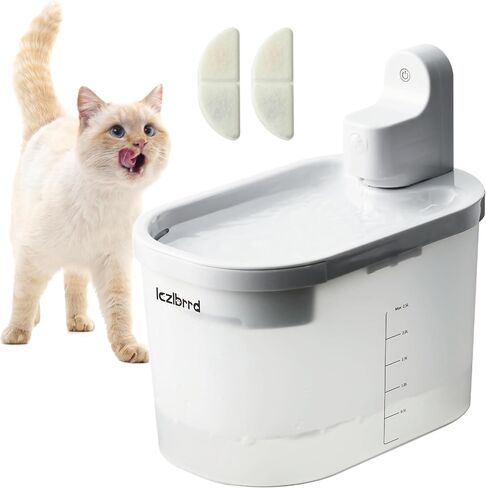 نافورة مياه للقطط من LCZLBRRD - 84 أونصة/2.5 لتر، نافورة مياه أوتوماتيكية كبيرة للحيوانات الأليفة، موزع مياه أوتوماتيكي حثي للقطط بترقية ذكية، نافورة مياه لاسلكية وشحن للكلاب مع مرشحين in Kuwait