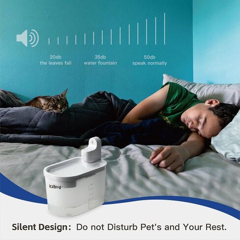 نافورة مياه للقطط من LCZLBRRD - 84 أونصة/2.5 لتر، نافورة مياه أوتوماتيكية كبيرة للحيوانات الأليفة، موزع مياه أوتوماتيكي حثي للقطط بترقية ذكية، نافورة مياه لاسلكية وشحن للكلاب مع مرشحين in Kuwait