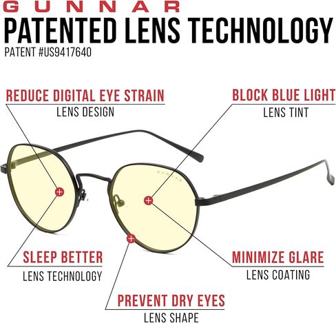 GUNNAR - نظارات ألعاب وكمبيوتر ممتازة - تحجب 65% من الضوء الأزرق - لانهائي، ذهبي، لون كهرماني in Kuwait