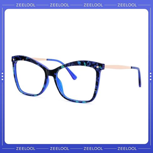 نظارات Zeelool الأنيقة ذات الحجم الكبير على شكل فراشة زرقاء اللون لحجب الضوء للنساء Isaebella FP0044 in Kuwait