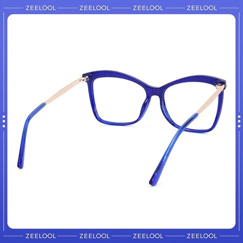 نظارات Zeelool الأنيقة ذات الحجم الكبير على شكل فراشة زرقاء اللون لحجب الضوء للنساء Isaebella FP0044 in Kuwait