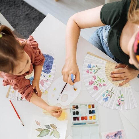 يوتاكو 20 قطعة من مراوح ورقية بيضاء قابلة للطي، مراوح يد للنساء من الخيزران قابلة للطي، مراوح ورقية محمولة باليد لتزيين حفلات الزفاف بنفسك in Kuwait