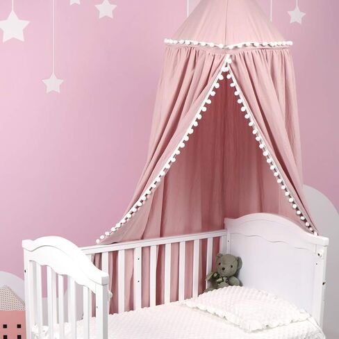 Uaugh Crib Canopy, Princess Bed Canopy for Kids Baby Bed, Round Dome Kids Castle Game Tent and Perfect House Decoration (Pink) in Kuwait