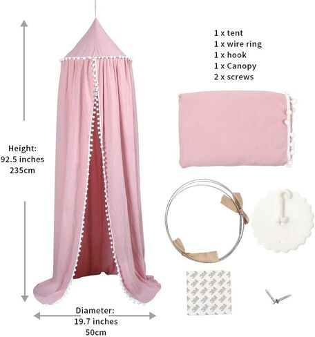 Uaugh Crib Canopy, Princess Bed Canopy for Kids Baby Bed, Round Dome Kids Castle Game Tent and Perfect House Decoration (Pink) in Kuwait