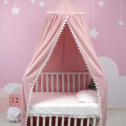 Uaugh Crib Canopy, Princess Bed Canopy for Kids Baby Bed, Round Dome Kids Castle Game Tent and Perfect House Decoration (Pink) in Kuwait