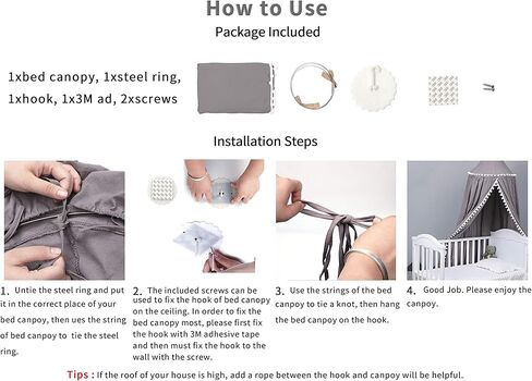 Uaugh Crib Canopy, Princess Bed Canopy for Kids Baby Bed, Round Dome Kids Castle Game Tent and Perfect House Decoration (Pink) in Kuwait