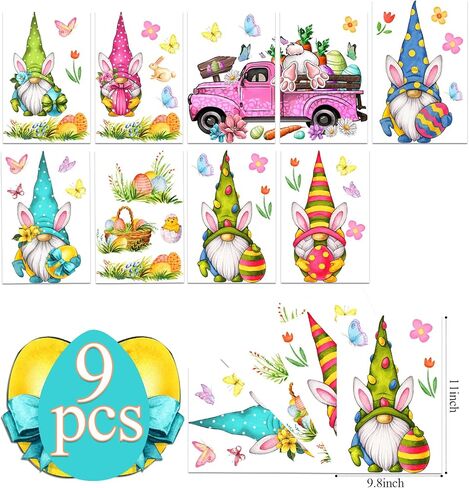 عيد الفصح جنوم نافذة يتمسك، عيد الفصح حزب الزينة الربيع التماثيل الأرنب الزهور نافذة يتمسك عيد الفصح جدار باب الفن الديكور لديكور النافذة الزجاجية in Kuwait