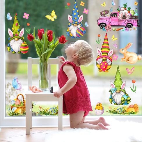 عيد الفصح جنوم نافذة يتمسك، عيد الفصح حزب الزينة الربيع التماثيل الأرنب الزهور نافذة يتمسك عيد الفصح جدار باب الفن الديكور لديكور النافذة الزجاجية in Kuwait
