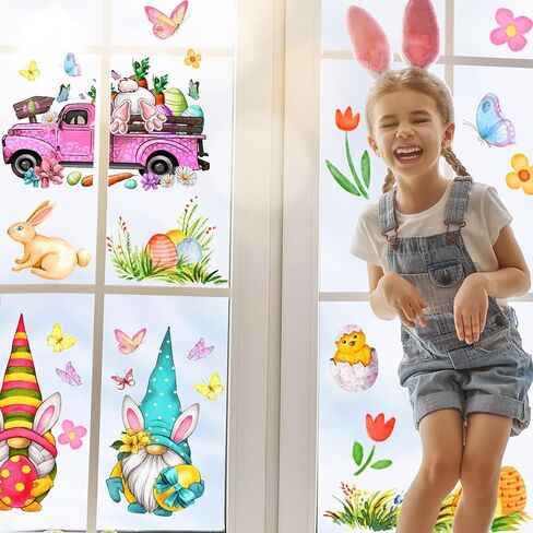 عيد الفصح جنوم نافذة يتمسك، عيد الفصح حزب الزينة الربيع التماثيل الأرنب الزهور نافذة يتمسك عيد الفصح جدار باب الفن الديكور لديكور النافذة الزجاجية in Kuwait