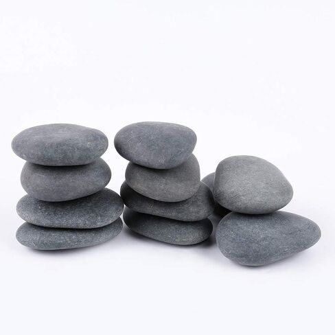 16 صخرة رسم روك امباكت باللون الرمادي الداكن والاسود، حصى شاطئ بيضاوية، صخور نهرية طبيعية بسطح املس للرسم والفنون والحرف اليدوية (16 حجر، 2 انش الى 3 انش) in Kuwait