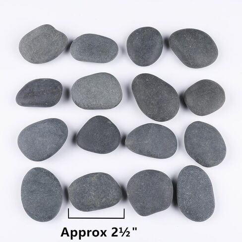 16 صخرة رسم روك امباكت باللون الرمادي الداكن والاسود، حصى شاطئ بيضاوية، صخور نهرية طبيعية بسطح املس للرسم والفنون والحرف اليدوية (16 حجر، 2 انش الى 3 انش) in Kuwait
