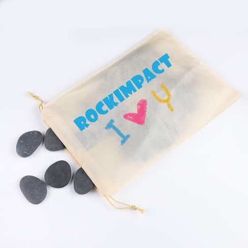 16 صخرة رسم روك امباكت باللون الرمادي الداكن والاسود، حصى شاطئ بيضاوية، صخور نهرية طبيعية بسطح املس للرسم والفنون والحرف اليدوية (16 حجر، 2 انش الى 3 انش) in Kuwait