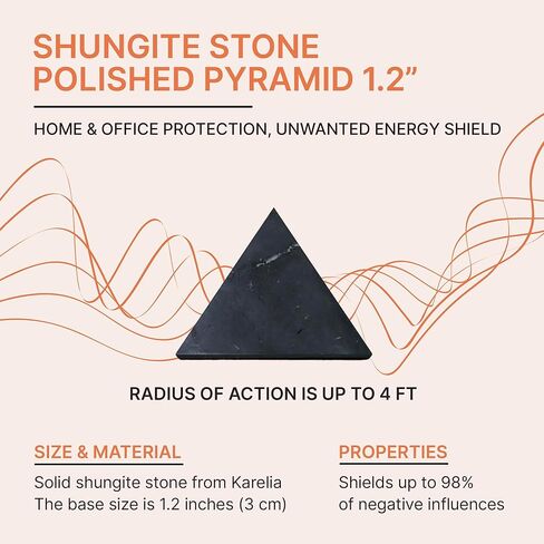 Karelian Heritage Genuine Polished Shungite Energy Pyramid 30 mm, Chakra Balancing Collectibles PP01 in Kuwait