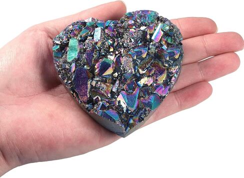 مجموعة أموجيلي من مجموعة كريستال روك كريستال مطلية بالتيتانيوم، تمثال حجري مزخرف من الكوارتز الجيود لديكور المنزل، قوس قزح in Kuwait