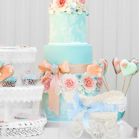 Doll Stroller Vintage Wicker Pram Rattan Candy Baskets Stroller Shape Wicker Bread Baskets Food Storage Baskets Display Bowl for Wedding Baby Shower Party Snack Fruit Vegetable in Saudi Arabia